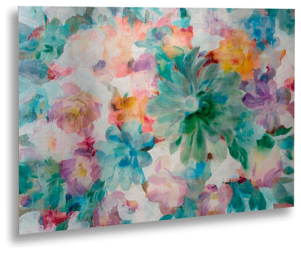 Danhui Nai 'Succulent Florals Crop' Floating Brushed Aluminum Art