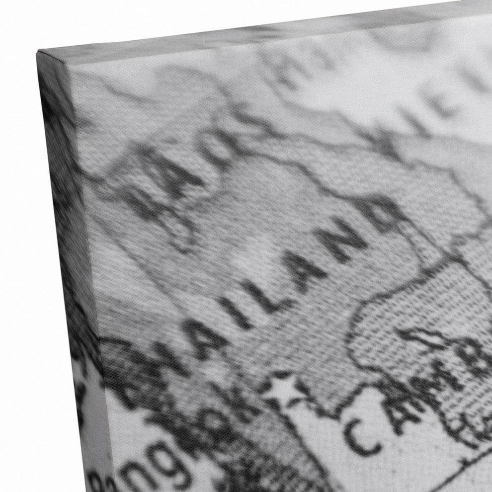 Black and White Globe 16"x24" Print on Canvas