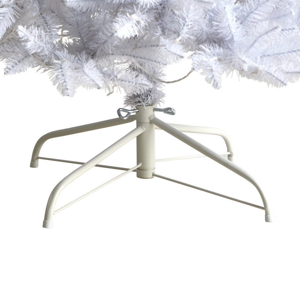 8' Slim White Faux Xmas Tree W/400 Warm White Lights & 1348 Bendable Branches