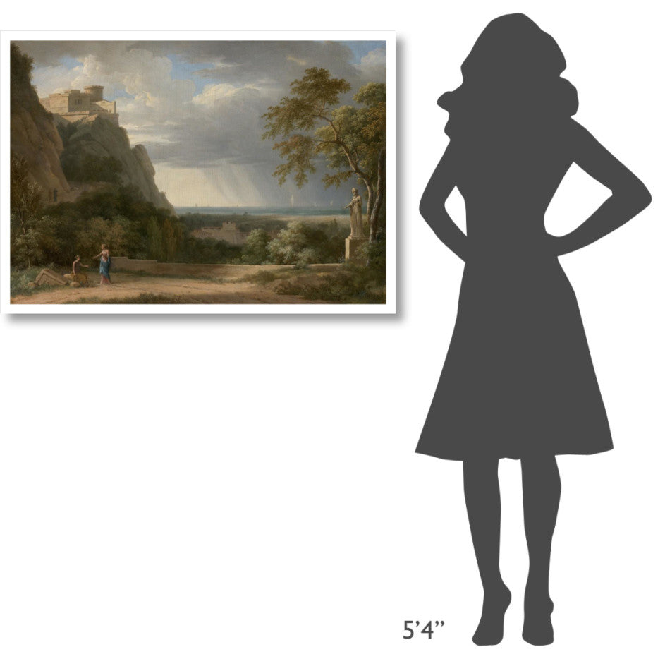 "Classical Landscape with Figures and Sculpture" Paper Art, 42"x30"