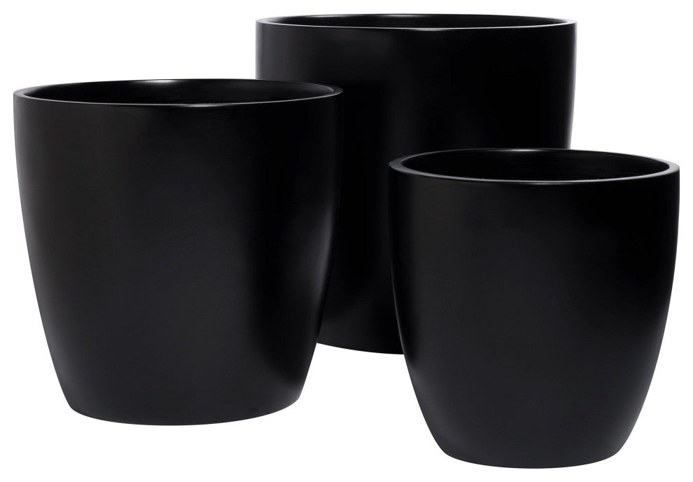 Napa Round Cylinder Planter, Black, 22"x21.5"