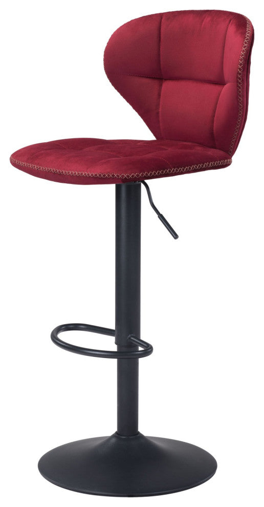 Bar Stool Chair Barstool, Steel Metal, Fabric, Red, Black, Kitchen Cafe Bistro