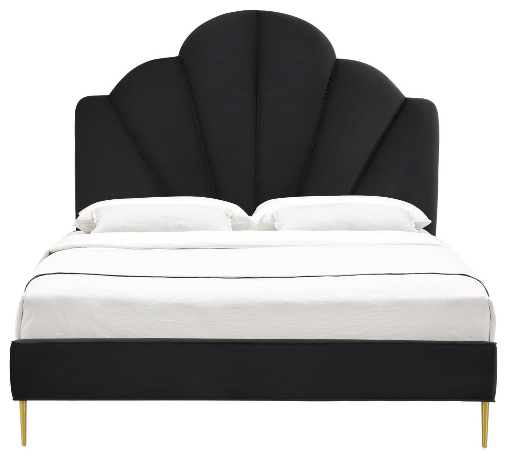Bianca Black Velvet Bed in Queen
