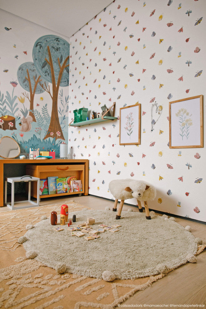 Bubbly Round Machine Washable Kids Area Rug, Olive/Natural