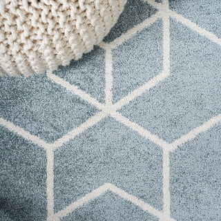 Tumbling Blocks Modern Geometric Light Blue/White 3'x5' Area Rug