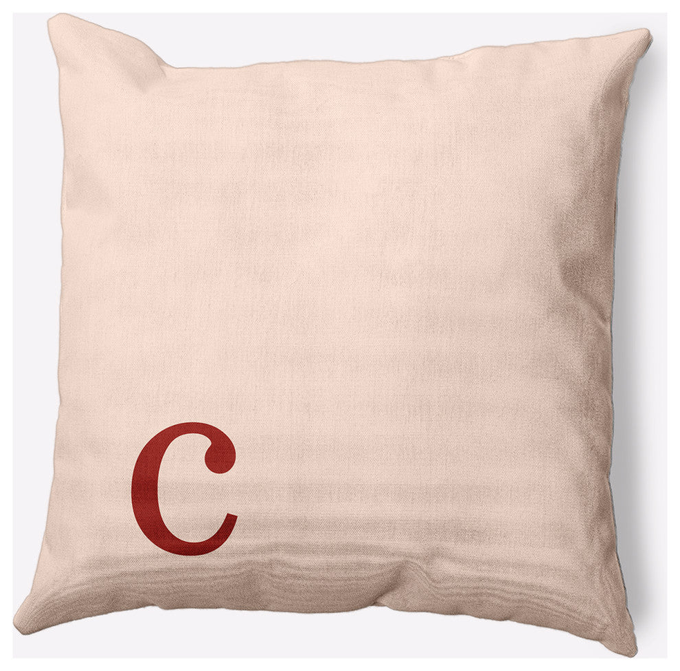 18" x 18" Modern Monogram Indoor/Outdoor Polyester Throw Pillow, Maple Red