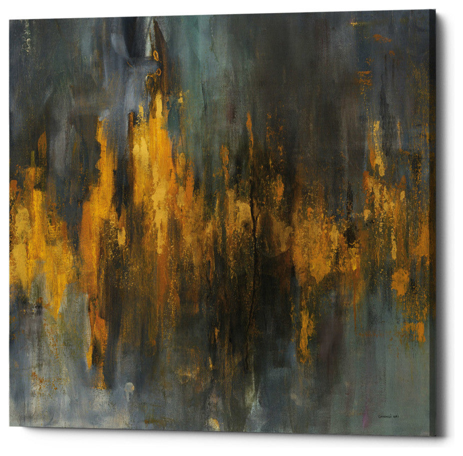 Epic Graffiti "Black and Gold Abstract" by Danhui Nai Giclee Canvas Art, 37"x37"