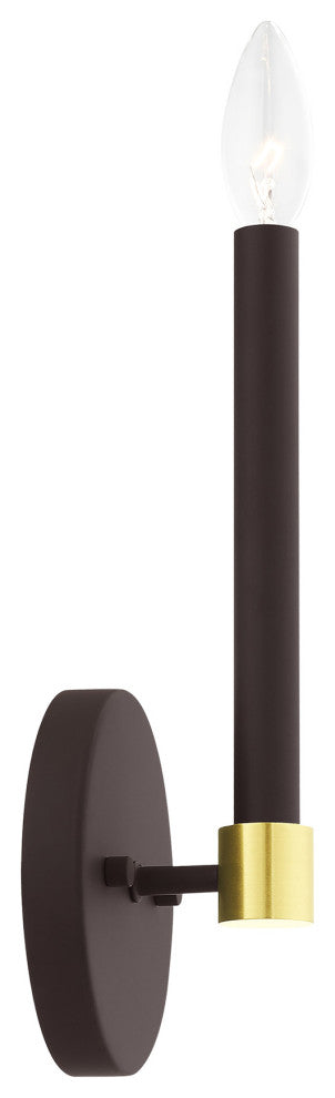 Livex Lighting Karlstad 1 Light Bronze, Satin Brass Accents ADA Single Sconce