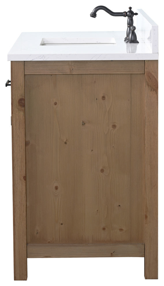 Jasper 48" Bathroom Vanity, Textured Natural, Ariston White Engineered Stone Top