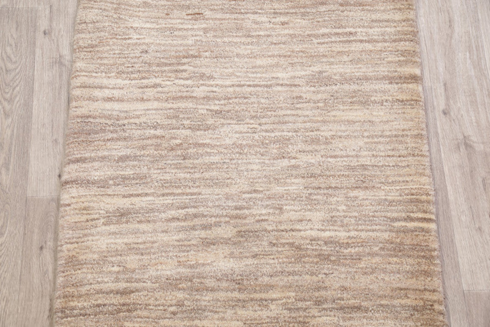 Gabbeh Solid Rustic Hand-Knotted Persian Oriental Area Rug, Beige, 3'10"x2'11