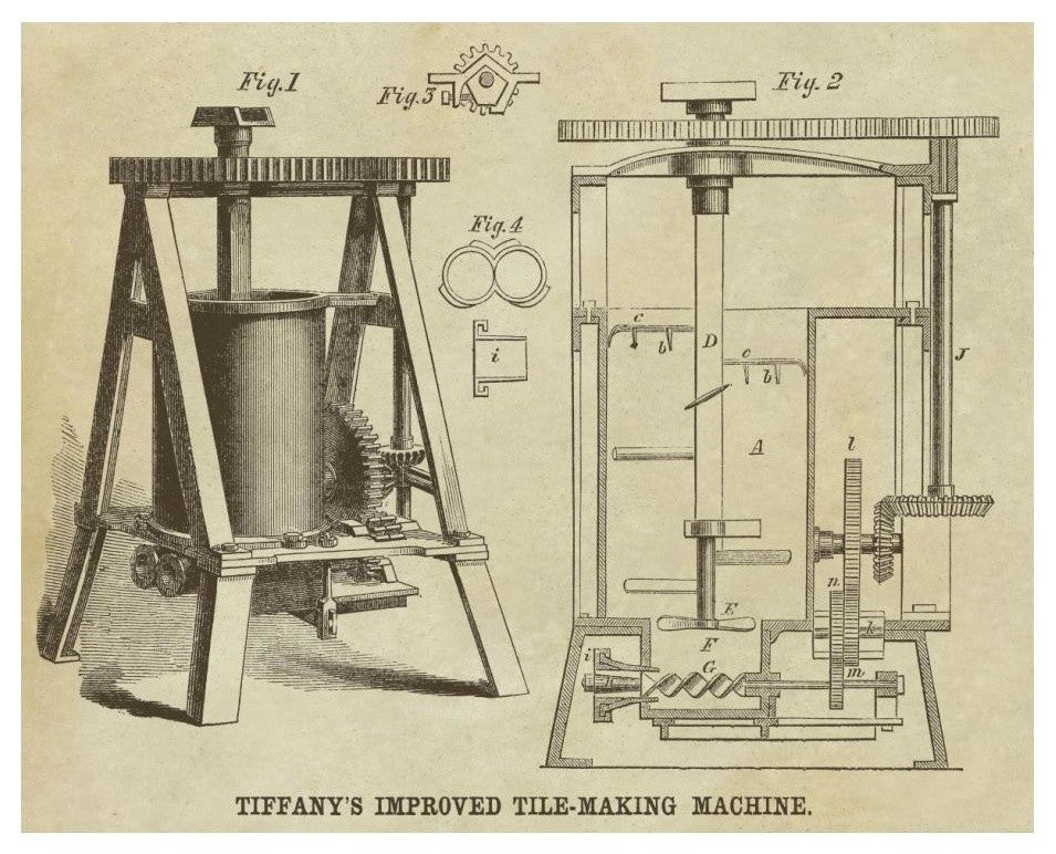 "Tiffany's Improved Tile Making Machine" Print by Inventions, 24"x20"