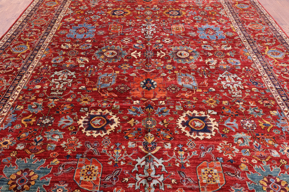 9' 9" X 13' 4" Handmade Persian Fine Serapi Wool Rug - Q12636