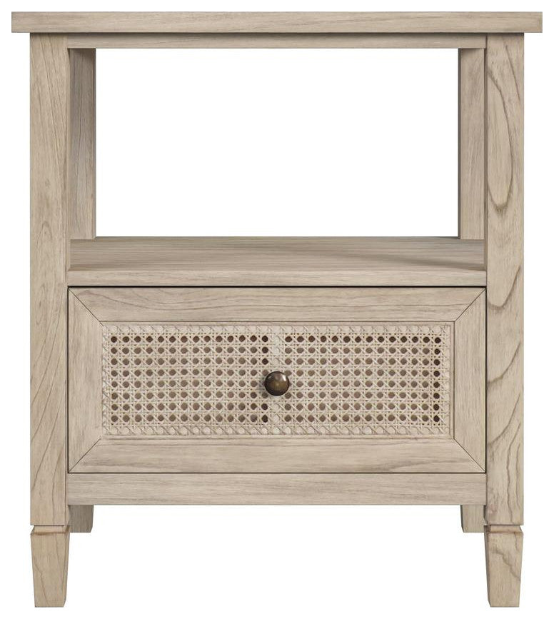Flagstaff 1-Drawer Cane Nightstand, Natural