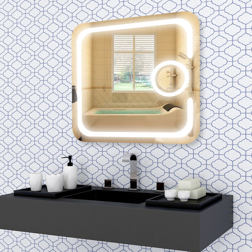 Vanity Art LED Lighted Bathroom Mirror With Touch Sensor and Magnifying Glass