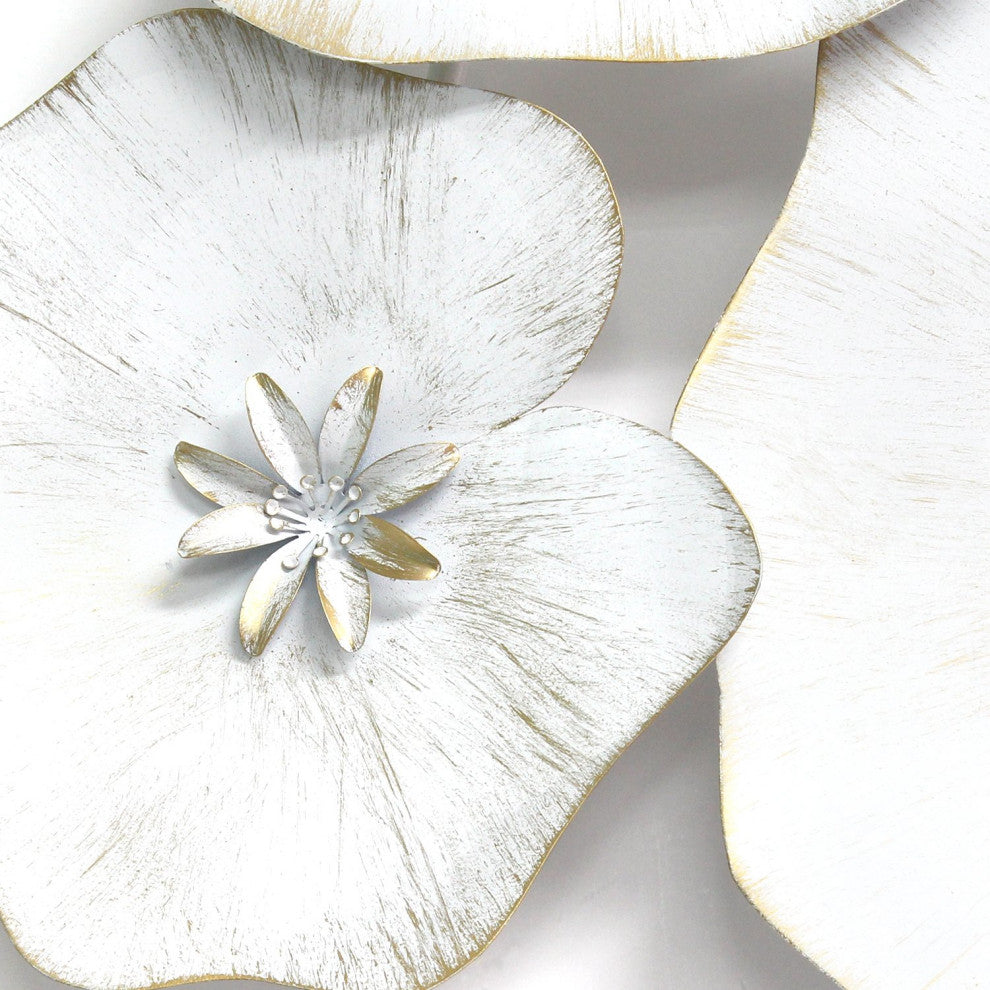HomeRoots Angelic White Metal Lily Pad Wall Decor