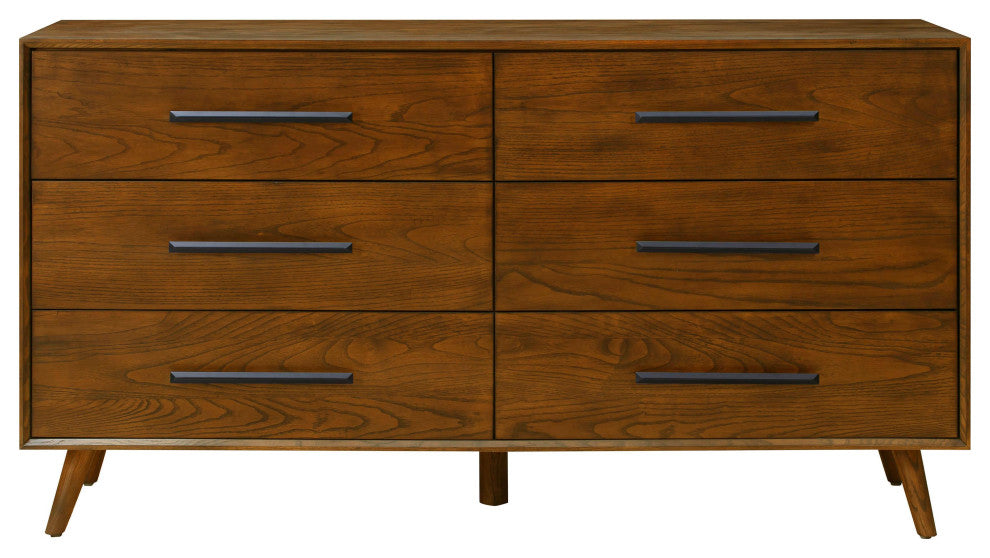 Emery Pecan 6 Drawer Dresser