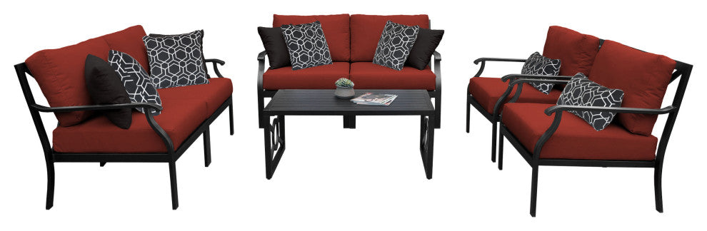kathy ireland Madison Ave. 7 Piece Aluminum Patio Furniture Set 07e, Cinnamon