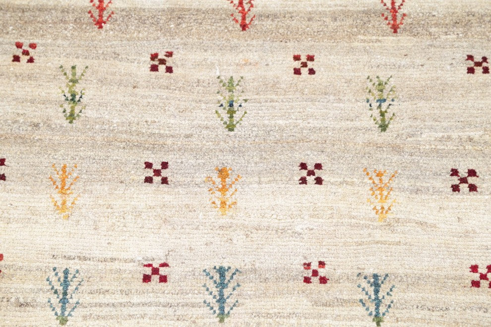 Consigned, Oriental Gabbeh Persian Style Area Rug Hand-Knotted, Beige, 4'9"X3'6"