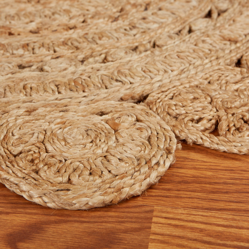Sunshine Organic Jute Braided Area Rug, 6' Round