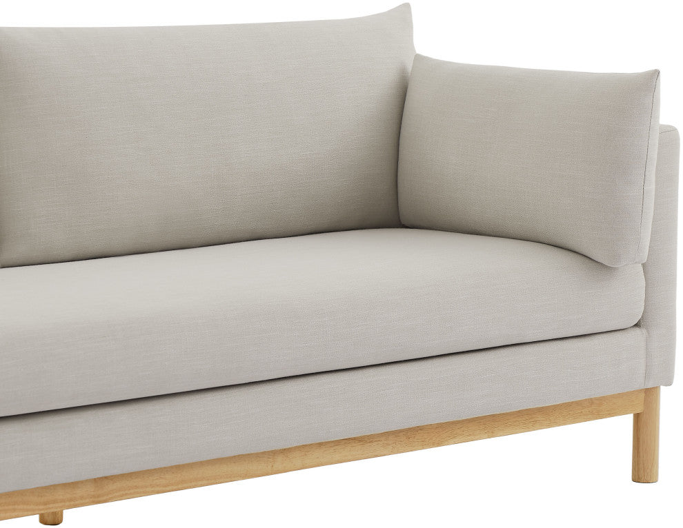 Langham Linen Textured Fabric Upholstered Loveseat, Beige