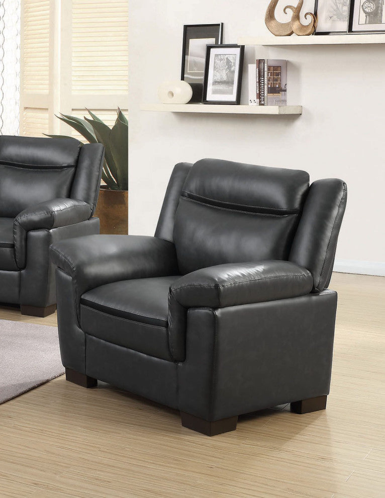 Chair With Faux Leather Upholstery, Dark Brown