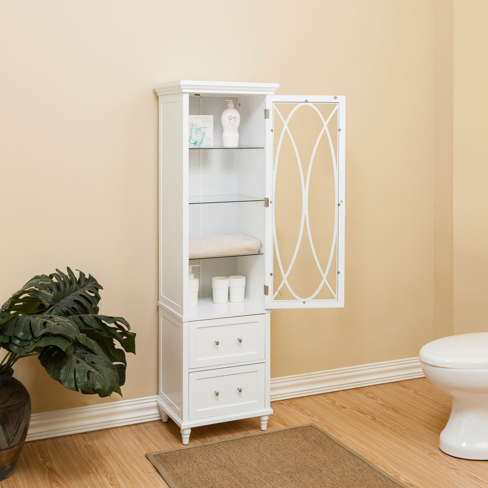Wooden Bathroom Floor Cabinet Linen 2 Drawer