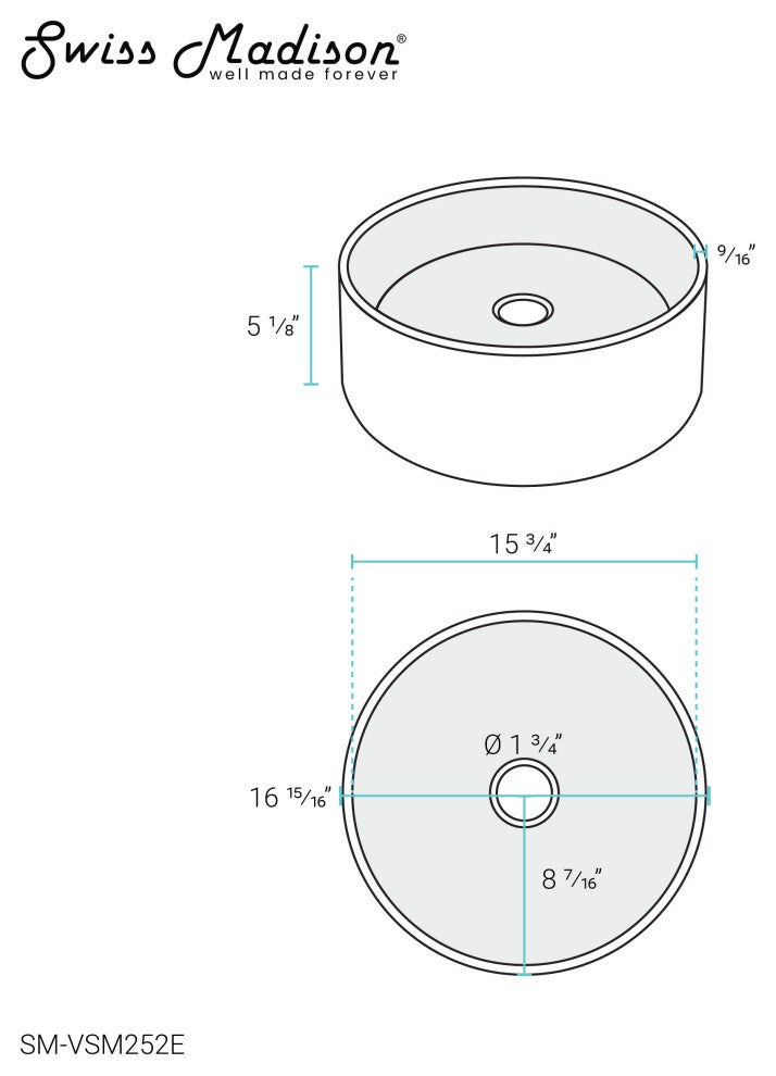Monaco 17" Round Vessel Bathroom Sink, Marbled Gray