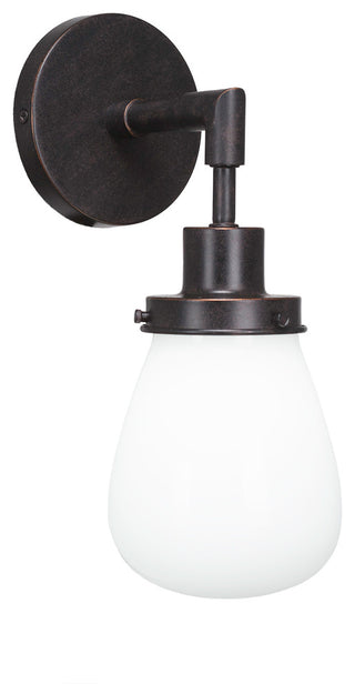 Meridian 1-Light Wall Sconce, Dark Granite Finish, 5" White Glass