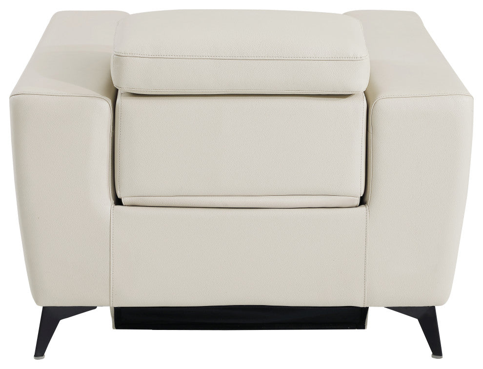 Arezzo Genuine Italian Leather Modern Chair, Beige
