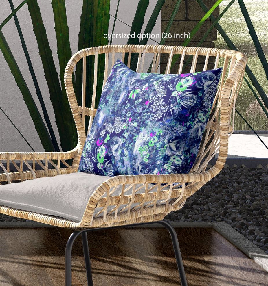 20" Purple Blue Springtime Indoor Outdoor Throw Pillow