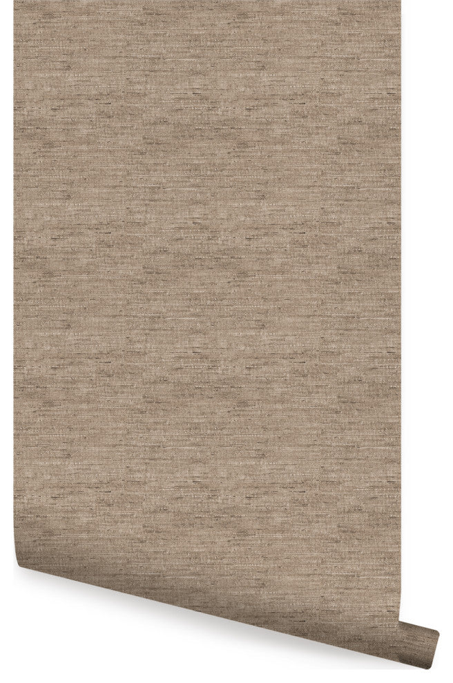 Canvas Look Peel and Stick Vinyl Wallpaper, Taupe, 24" X 60"