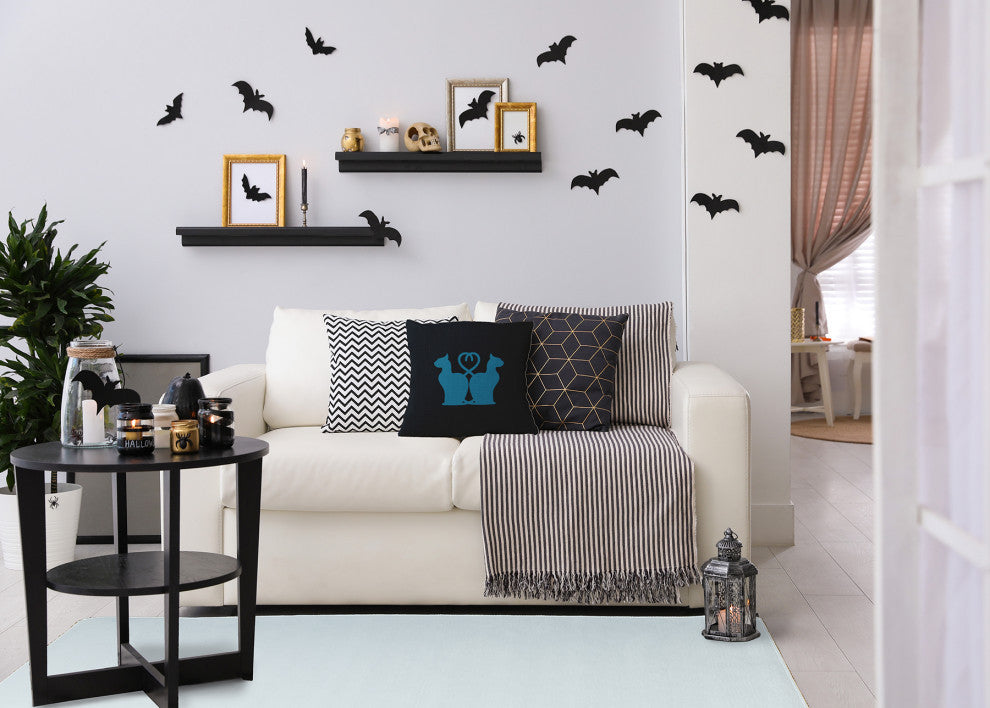 Halloween Cats Accent Pillow, Unreal Teal, 18"x18"