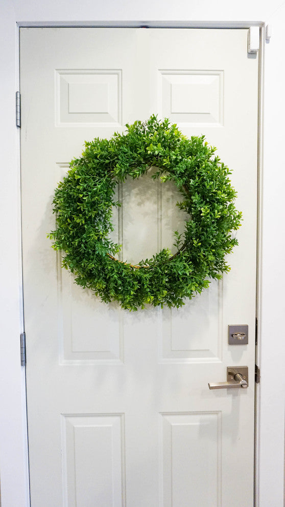 22" Boxwood Wreath Spring Wall Door Decoration, Green