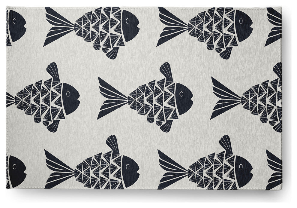 Fish Tales Nautical Chenille Rug