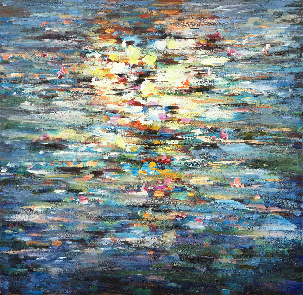 Abstract Water Reflection" Oil Paintingï¼Œmodern impressionist art
