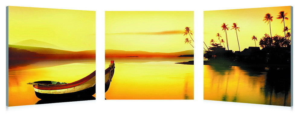 Baxton Studio Golden Sunset Mounted Photography Print Triptych