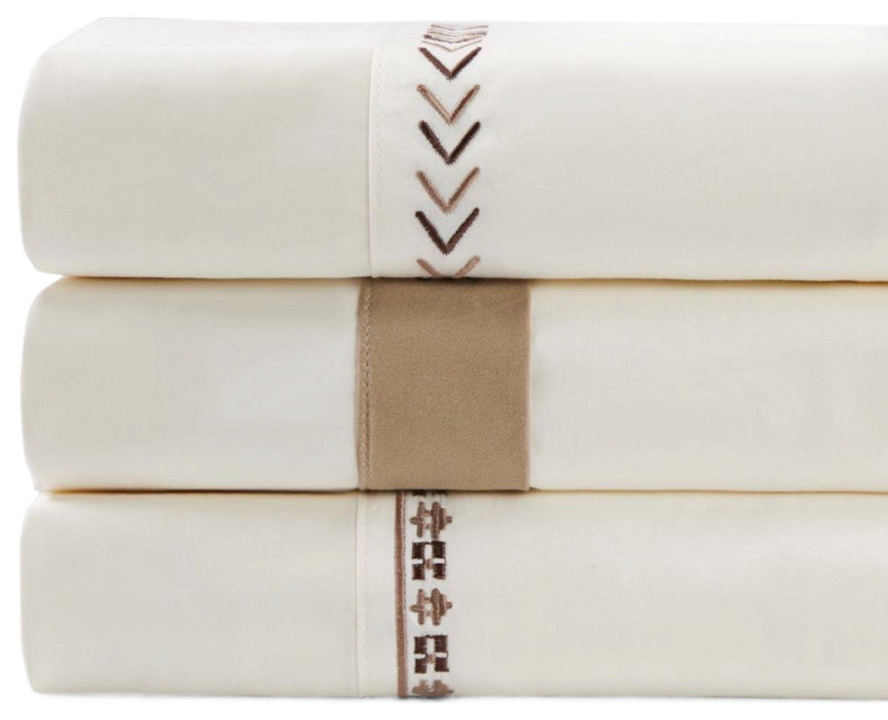 350TC Fair Isle Rustic Sheet Set, Queen, Cream, 4PC