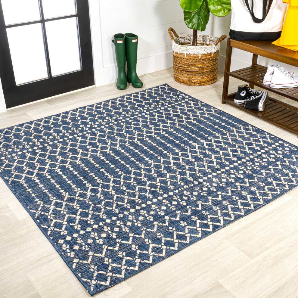 Ourika Moroccan Geometric Textured Weave Indoor/Outdoor Area Rug