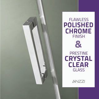 ANZZI Rhodes 76" Frameless Sliding Shower Door, Chrome, 48" W