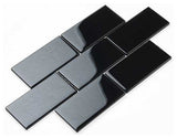 Glass Subway Tile, Black, Sample Swatch