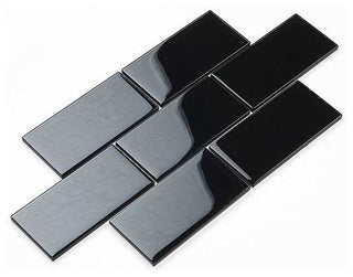 Glass Subway Tile, Black, Sample Swatch