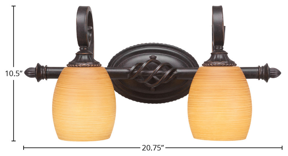 Elegante 2-Light Bath Bar, Cayenne Linen