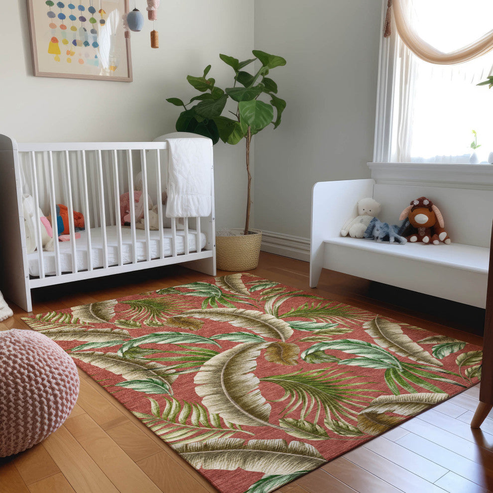 Addison Premium Washable Mayfield AMF196 Red 9' x 12' Rug