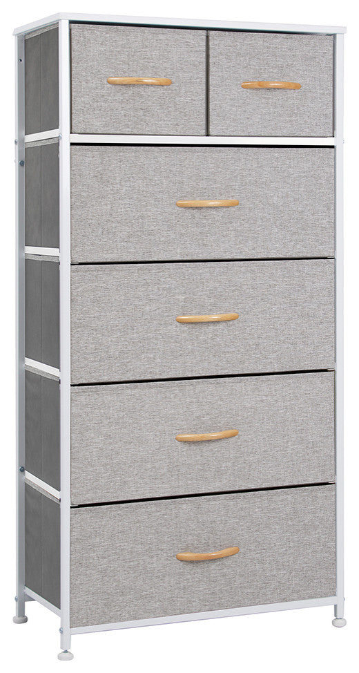Wide Vertical Home Storage 6 Drawers, Light Gray