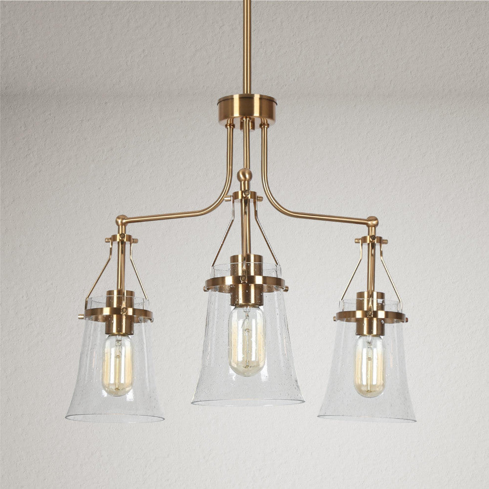 LNC 3-Light Polished Gold Linear Modern/Contemporary Chandelier