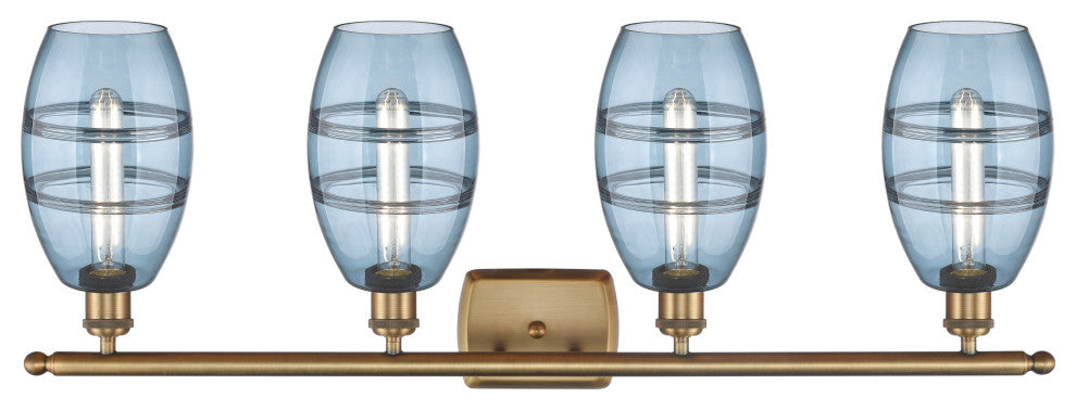 Ballston-Vaz 4-Light 36" Bath Vanity Light, Brushed Brass, Princess Blue