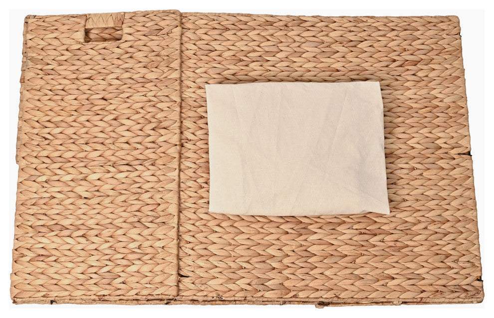 Sawyer Handwoven Hyacinth 2-Section Collapsible Laundry Hamper, Washable Liner