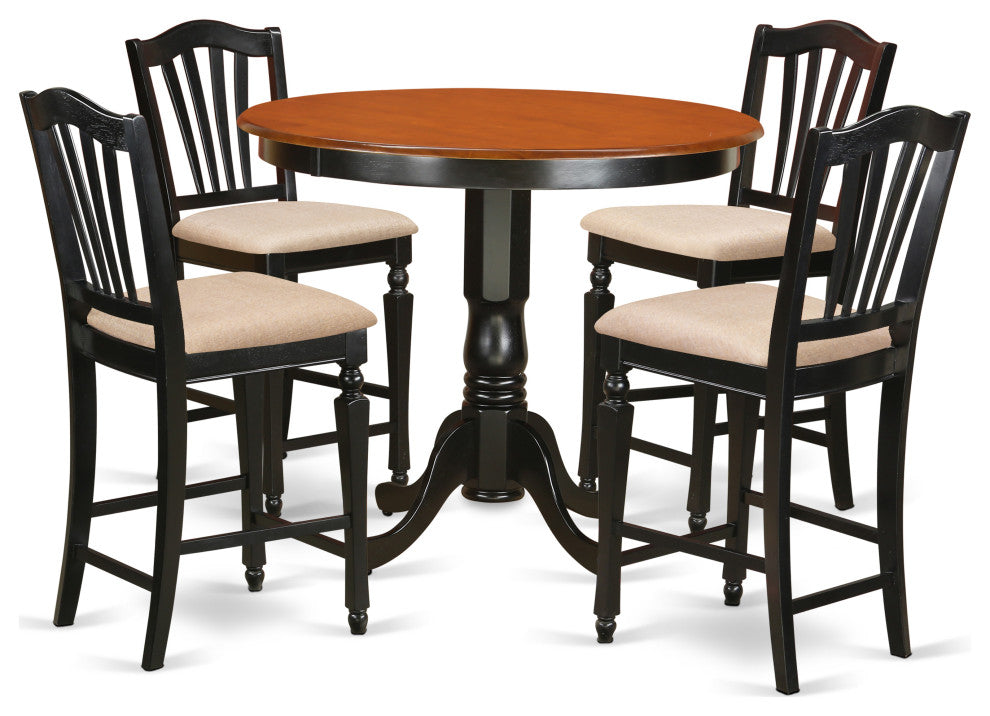 5 Pc Counter Height Table And Chair Set -Pub Table And 4 Kitchen Bar Stool