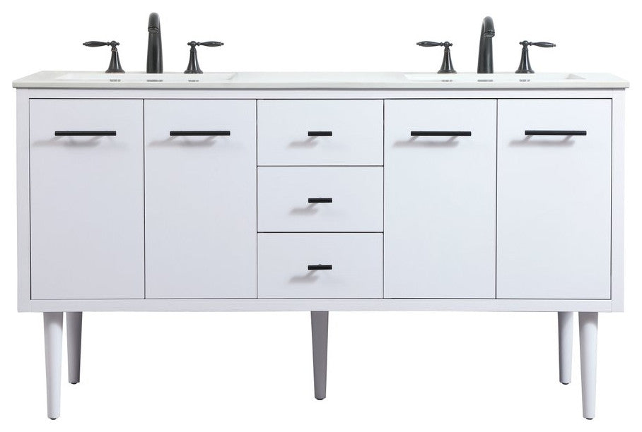 Home Living 22" Midcentury Modern White-Light Bathroom Vanity