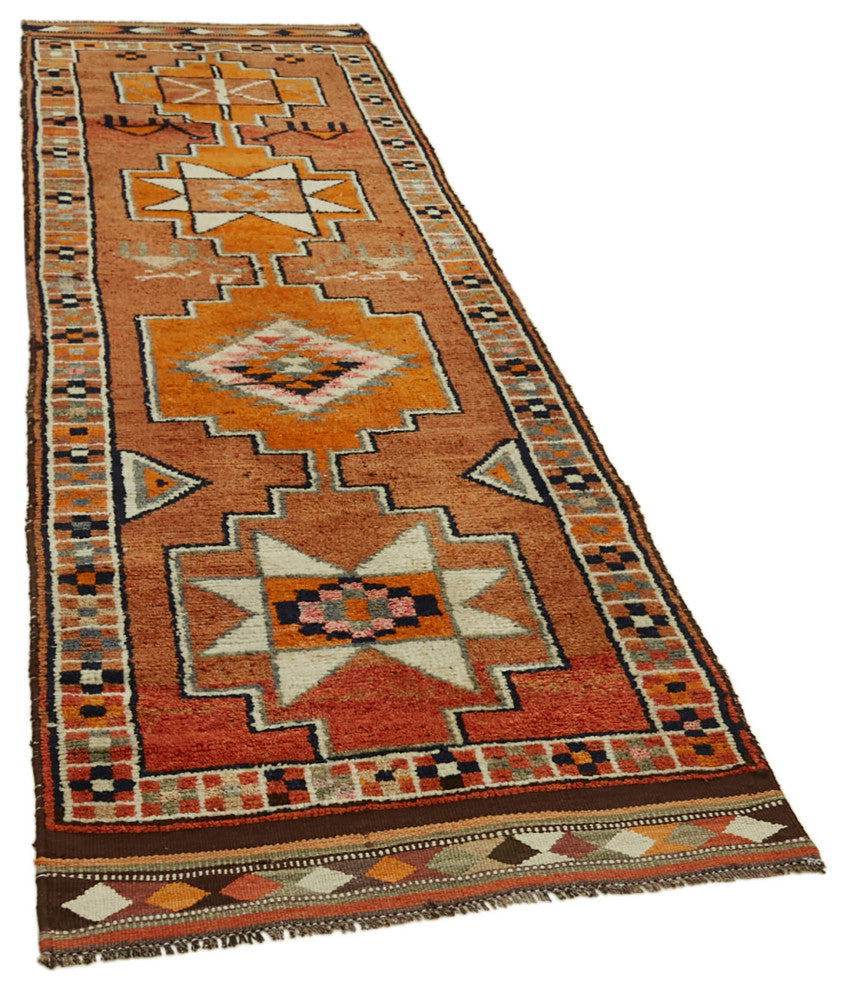 Rug N Carpet - Handmade Turkish 3' 2" x 11' 0" Unique Runner Rug